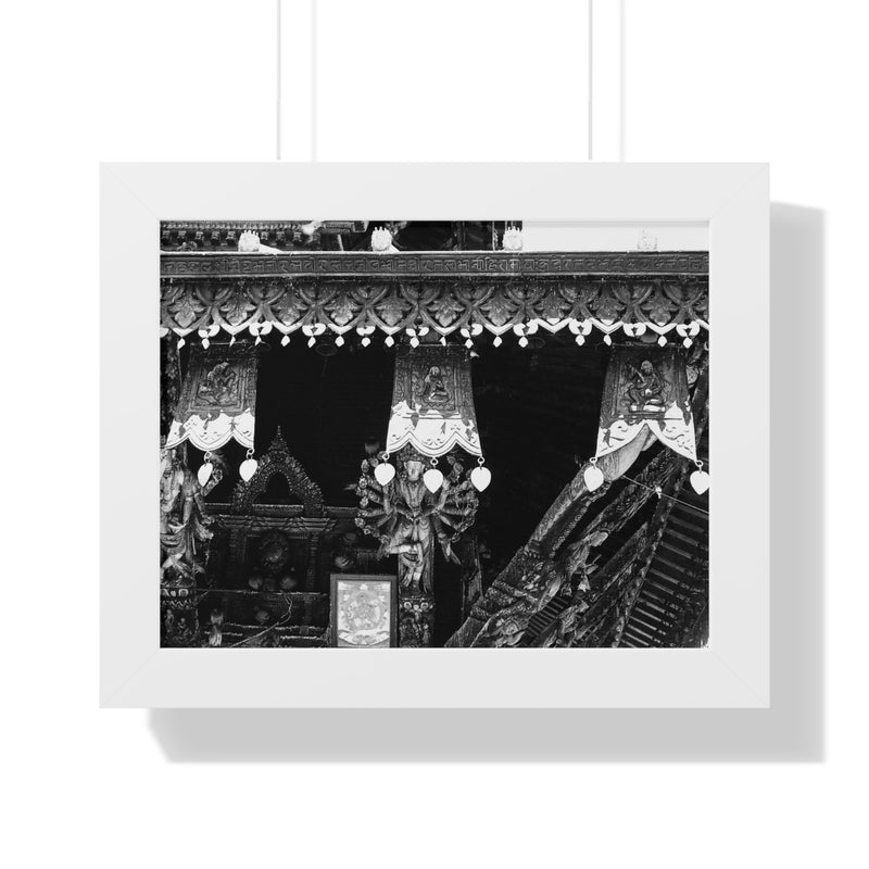 Storefront Wood Carved Hanging - Patan Nepal - Framed Photo Print