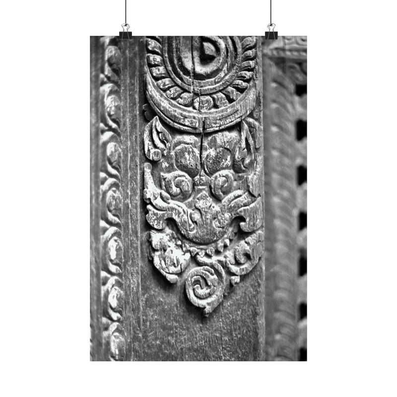 Wood Carved Dragon In Window - Patan Nepal, Durbar Square - Premium Poster Print