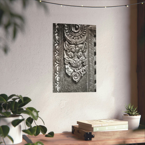 Wood Carved Dragon In Window - Patan Nepal, Durbar Square - Premium Poster Print