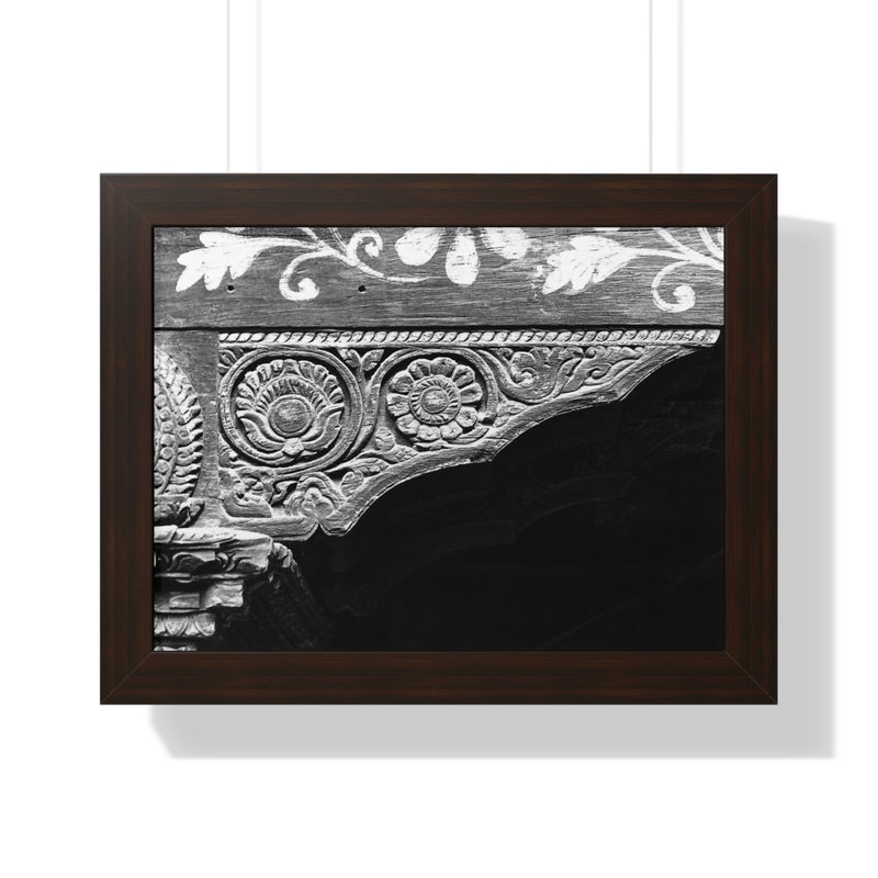 Wood Carved Corner Detail Of Doorway - Patan Nepal, Durbar Square - Framed Photo Print