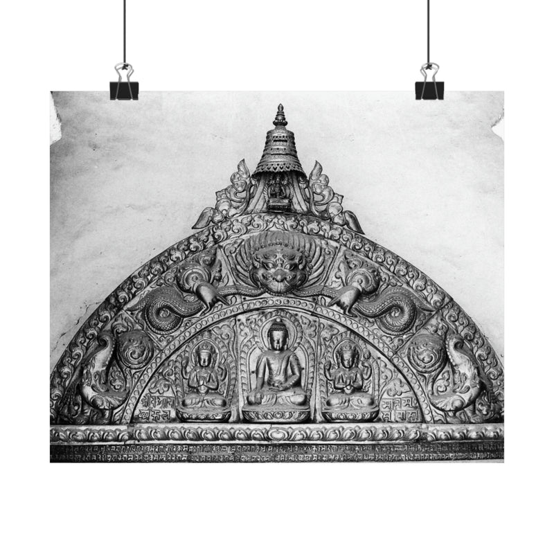 Metallic Buddha Over Doorway - Patan Nepal - Premium Poster Print
