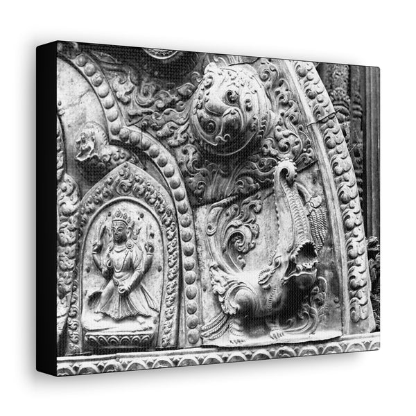 Carved Stone Fish - Patan Nepal, Durbar Square - Canvas Print