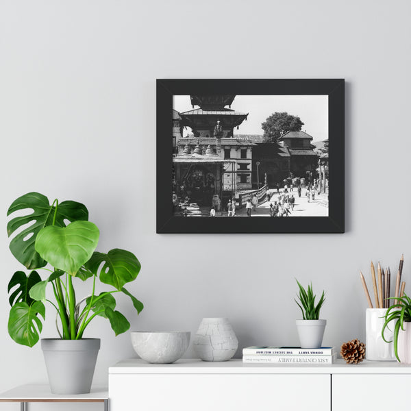 A moment in time of daily life in Patan, Nepal, Durbar Square circa 1972 - Framed Photo Print