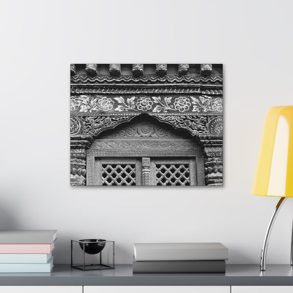 Beautiful Carved and Painted Window Covering - Patan Nepal, Durbar Square - Canvas Print