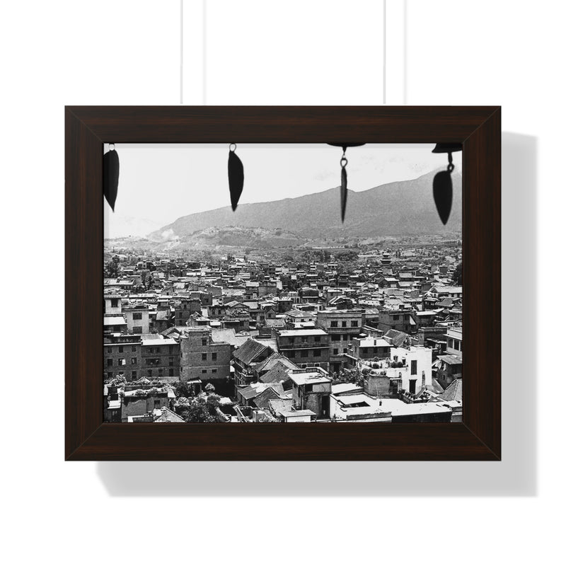 Window City View of Kathmandu in 1972 - Framed Photo Print