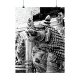 Stone Statue Of Sitting Lion - Patan Nepal Durbar Square - Premium Poster Print