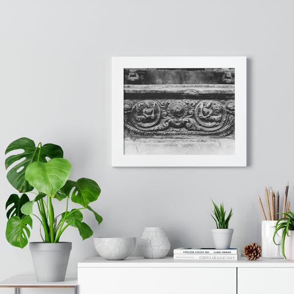 Intricate stone carved railing - Framed Photo Print