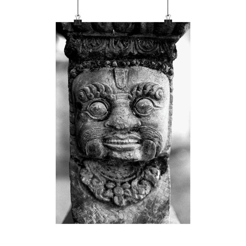  Stone Carving Of Face Detail - Patan Nepal, Durbar Square - Premium Poster Print