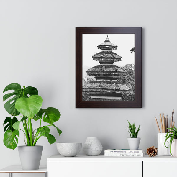 Traditional Round Pagoda Rooftop - Kathmandu, Nepal - Framed Photo Print
