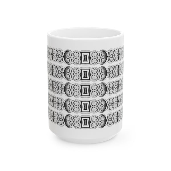 Floral Buckle White Ceramic Mug