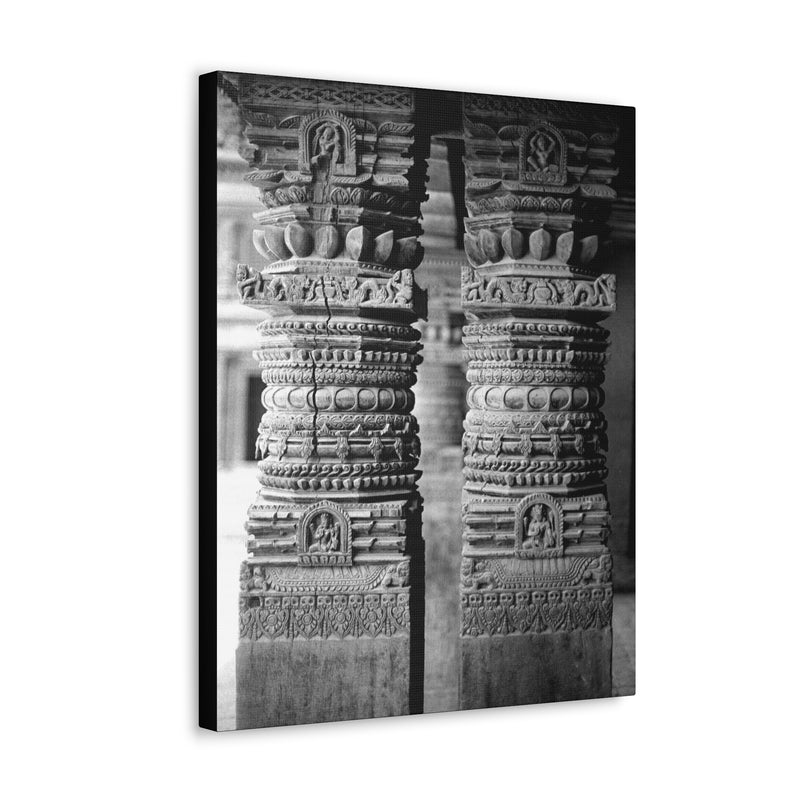 Detail Of Two Stone Carved Columns - Patan Nepal Durbar Square - Canvas Print