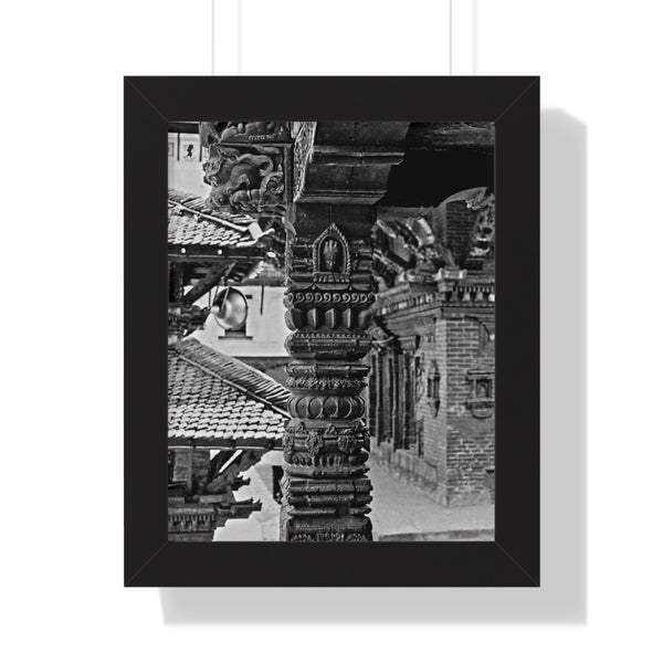 Single Stone Column Carving - Patan Nepal, Durbar Square - Framed Photo Print