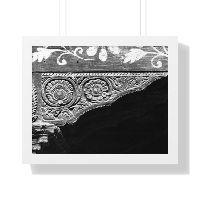 26 - Wood Carved Corner Detail Of Doorway - Patan Nepal, Durbar Square - Framed Photo Print