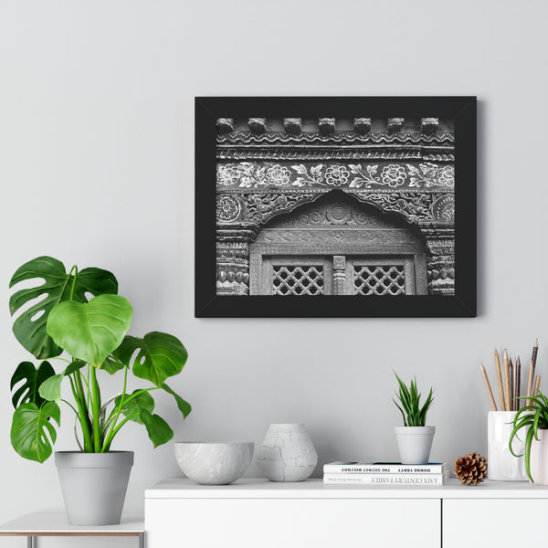 27 - Beautiful Carved and Painted Window Covering - Patan Nepal, Durbar Square - Framed Photo Print