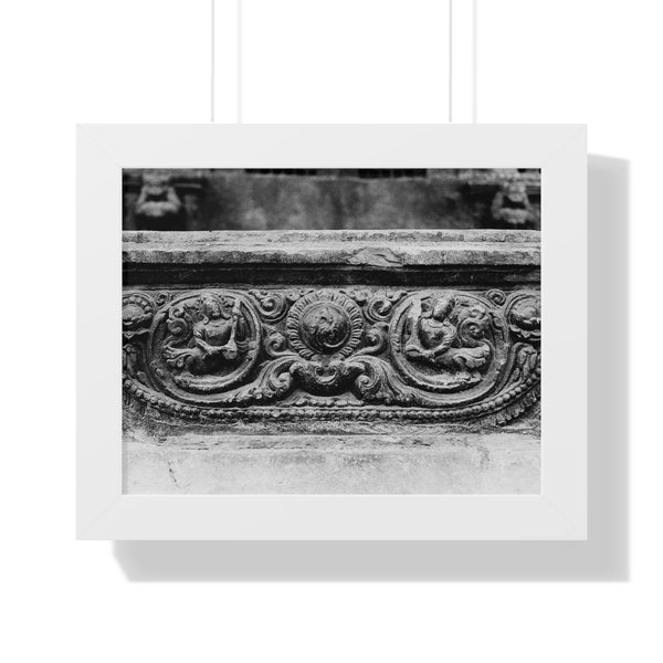Intricate stone carved railing - Framed Photo Print