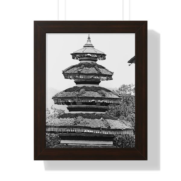 Traditional Round Pagoda Rooftop - Kathmandu, Nepal - Framed Photo Print