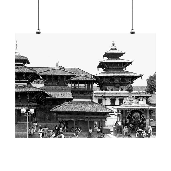 Daily Street Scene Circa 1972 - Patan Nepal, Durbar Square - Premium Poster Print