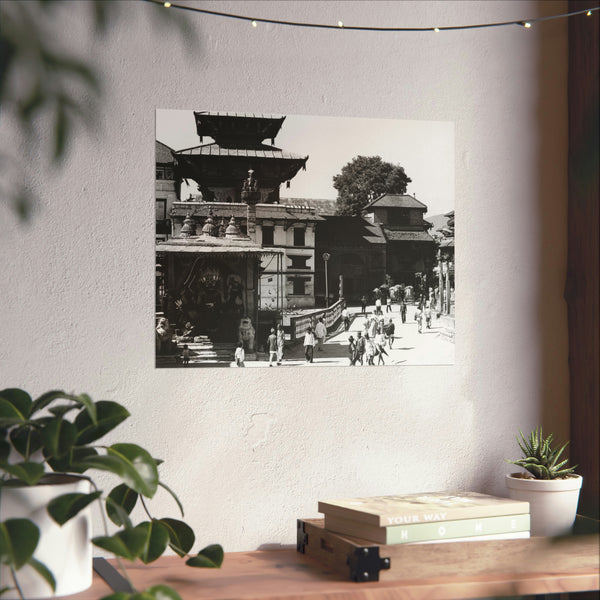 54 - A moment in time of daily life in Patan, Nepal, Durbar Square circa 1972 - Premium Poster Print