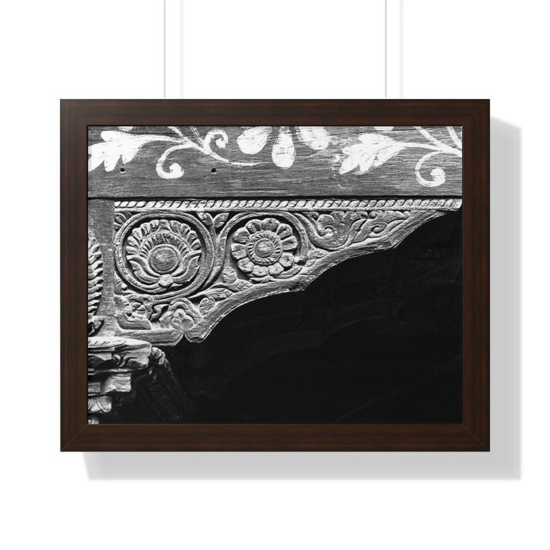 26 - Wood Carved Corner Detail Of Doorway - Patan Nepal, Durbar Square - Framed Photo Print