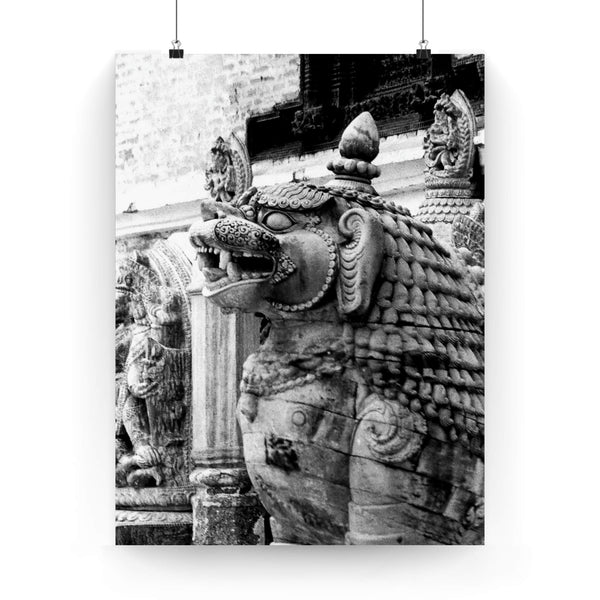 22 - Stone Statue Of Sitting Lion - Patan Nepal Durbar Square - Premium Poster Print