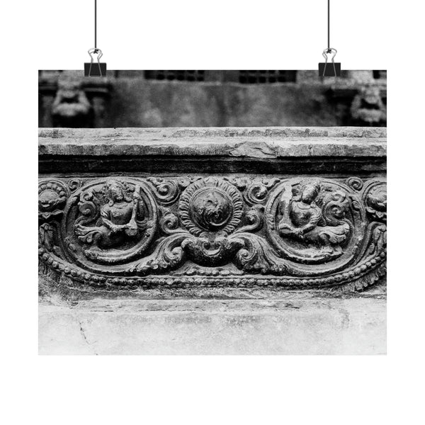 Intricate stone carved railing - Premium Poster Print
