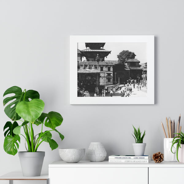 54 - A moment in time of daily life in Patan, Nepal, Durbar Square circa 1972 - Framed Photo Print