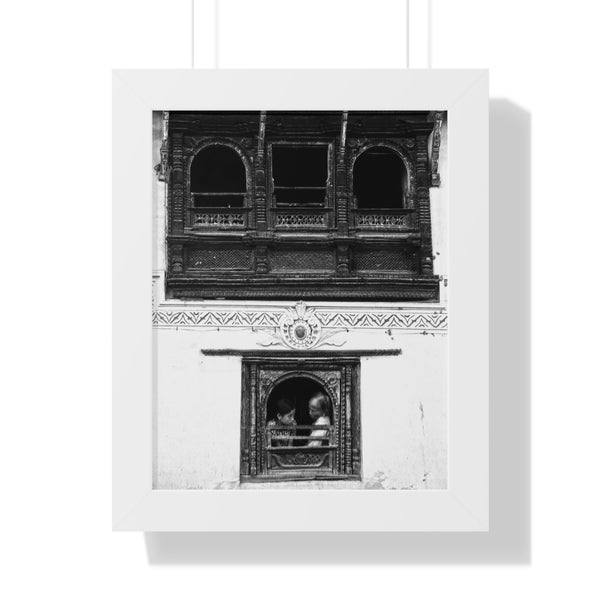 Day In The Life Through a Window, 1972 - Kathmandu, Nepal - Framed Photo Print