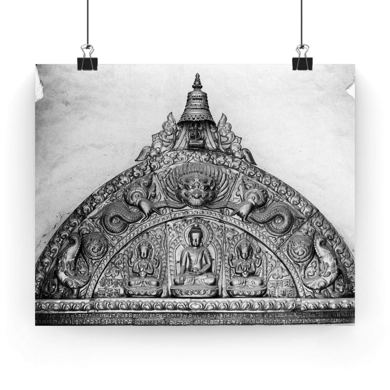 30 - Metallic Buddha Over Doorway - Patan Nepal - Premium Poster Print