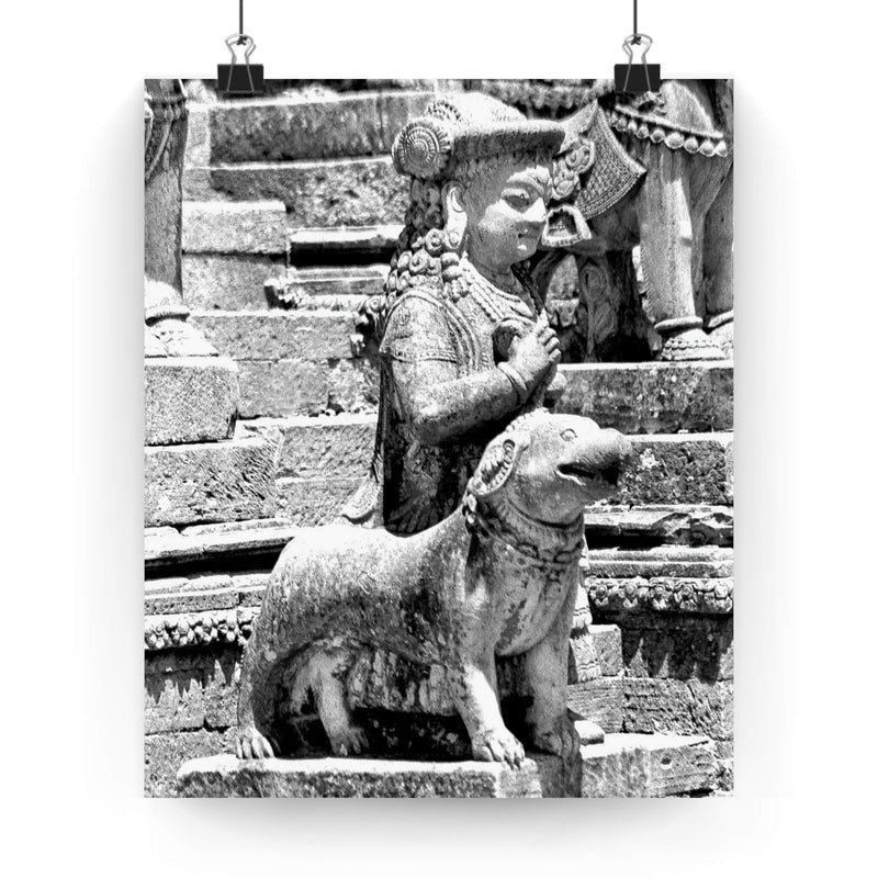 34 - Royal Court Ambassador Stone Statue - Patan Nepal, Durbar Square - Premium Poster Print