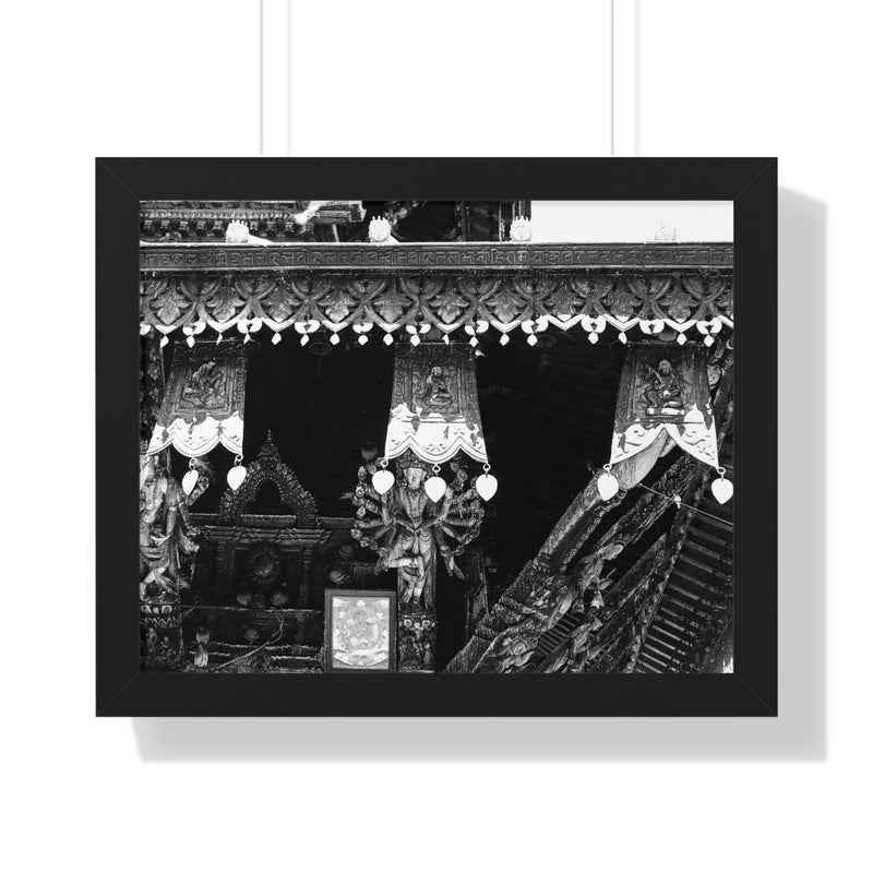 Storefront Wood Carved Hanging - Patan Nepal - Framed Photo Print