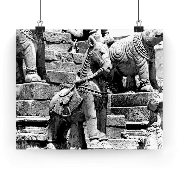 35 - Stone Horse At Royal Palace - Patan Nepal, Durbar Square - Premium Poster Print