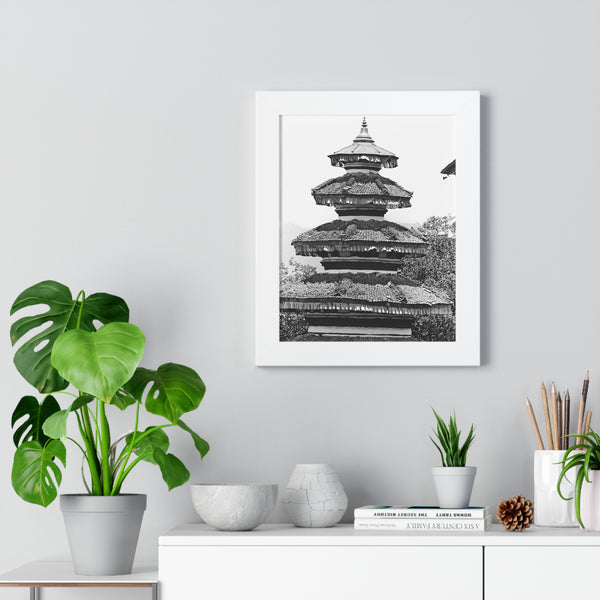 Traditional Round Pagoda Rooftop - Kathmandu, Nepal - Framed Photo Print