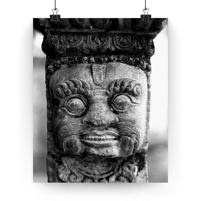 40 - Stone Carving Of Face Detail - Patan Nepal, Durbar Square - Premium Poster Print