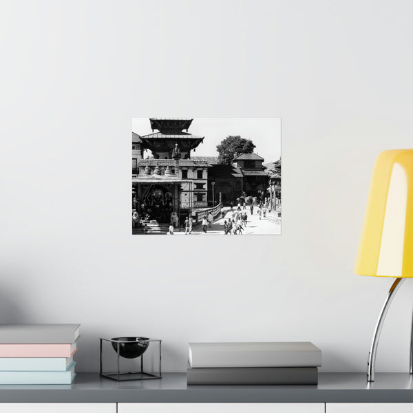 A moment in time of daily life in Patan, Nepal, Durbar Square circa 1972 - Premium Poster Print