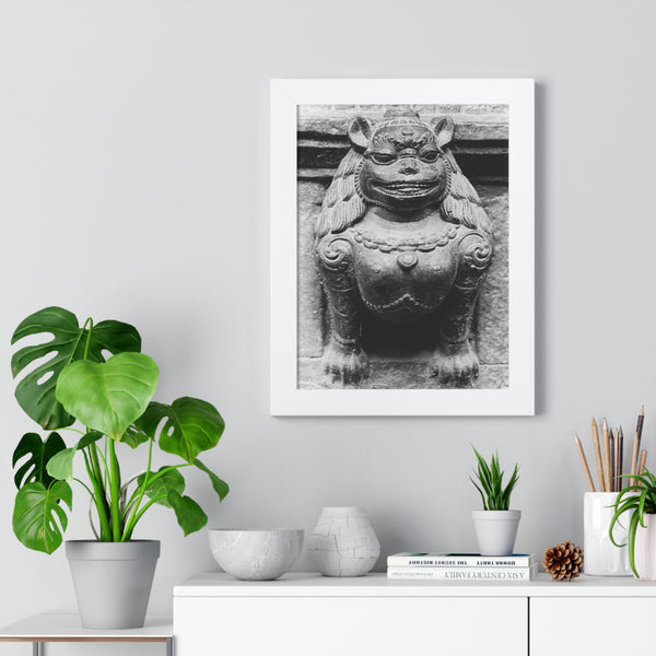 Female Cat Dragon Statue - Framed Photo Print