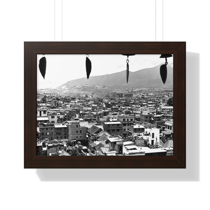 Window City View of Kathmandu in 1972 - Framed Photo Print