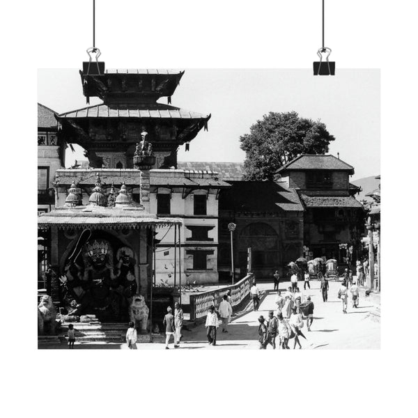  A moment in time of daily life in Patan, Nepal, Durbar Square circa 1972 - Premium Poster Print