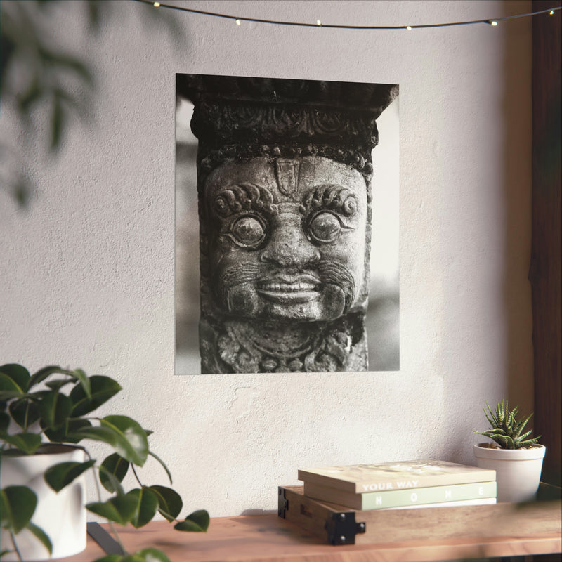  Stone Carving Of Face Detail - Patan Nepal, Durbar Square - Premium Poster Print