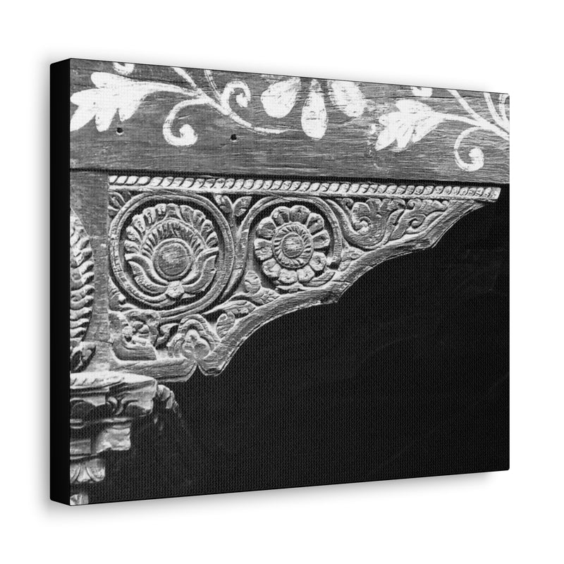 Wood Carved Corner Detail Of Doorway - Patan Nepal, Durbar Square - Canvas Prints