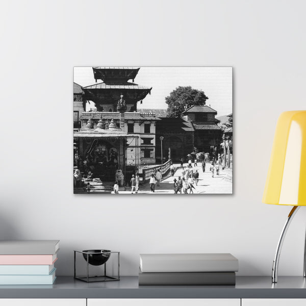 A moment in time of daily life in Patan, Nepal, Durbar Square circa 1972 - Canvas Print
