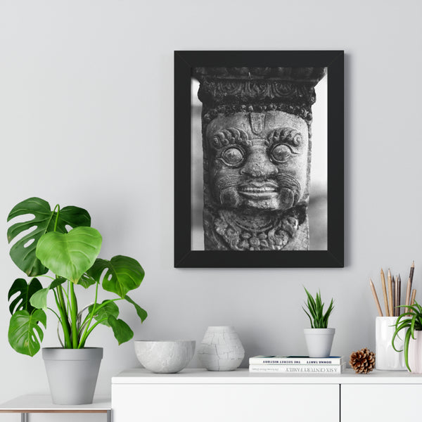 40 - Stone Carving Of Face Detail - Patan Nepal, Durbar Square - Framed Photo Print