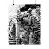 Stone Statue Of Sitting Lion - Patan Nepal Durbar Square - Premium Poster Print