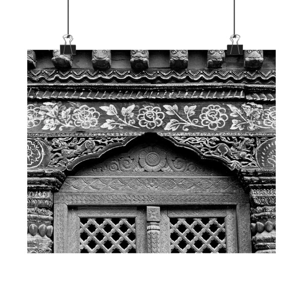 Beautiful Carved and Painted Window Covering - Patan Nepal, Durbar Square - Premium Poster Print