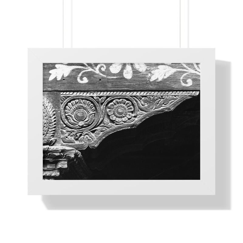 Wood Carved Corner Detail Of Doorway - Patan Nepal, Durbar Square - Framed Photo Print