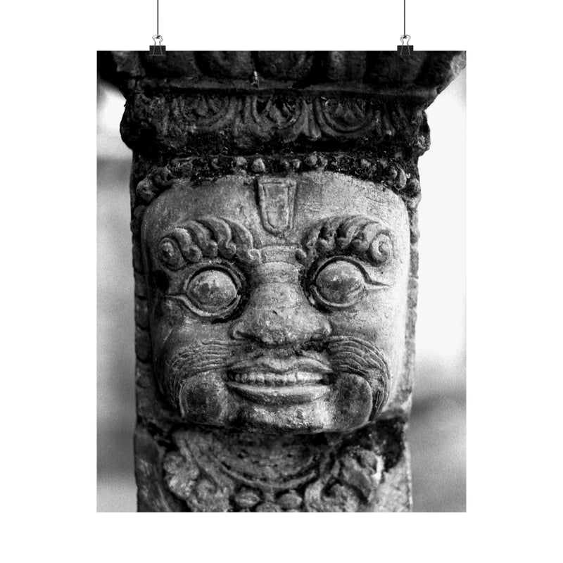  Stone Carving Of Face Detail - Patan Nepal, Durbar Square - Premium Poster Print