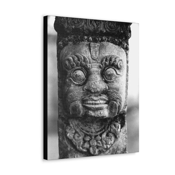 Stone Carving Of Face Detail - Patan Nepal, Durbar Square - Canvas Print