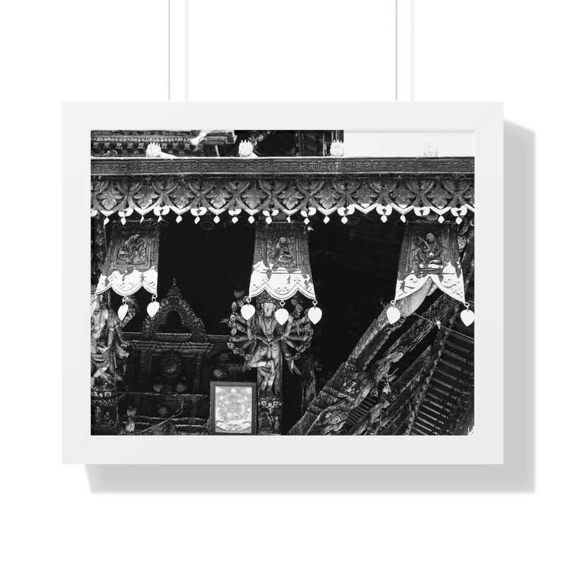 Storefront Wood Carved Hanging - Patan Nepal - Framed Photo Print