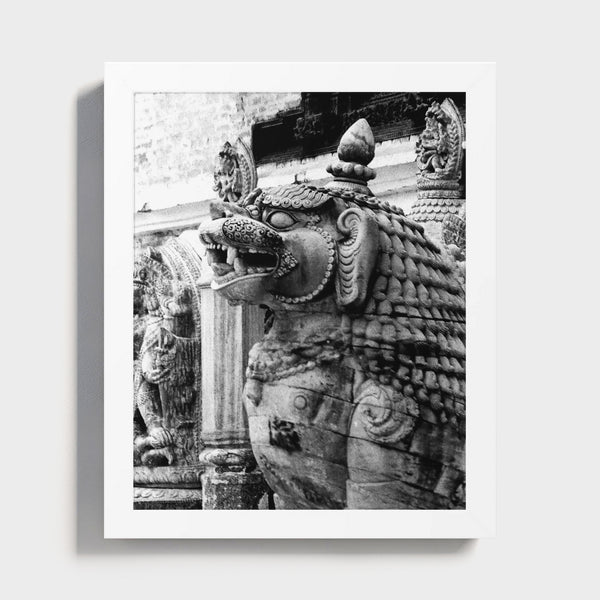 22 - FP - Stone Statue Of Sitting Lion - Patan Nepal Durbar Square - Framed Photo Print (Copy)