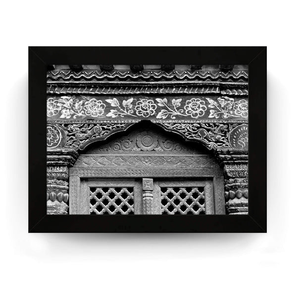 27 - Beautiful Carved and Painted Window Covering - Patan Nepal, Durbar Square - Framed Photo Print