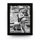 34 - Royal Court Ambassador Stone Statue - Patan Nepal, Durbar Square - Framed Photo Print